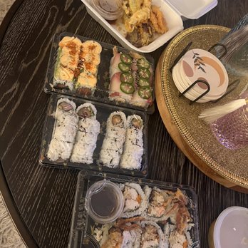 EXO Sushi - Mixed tempura, yellowtail, 9-1-1, salmon, tuna, and spider roll. - Japanese Near Me - Anaheim, California