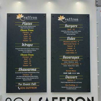 904 Saffron - Menu - Mediterranean Near Me