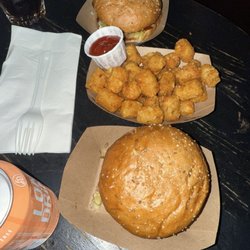 Tater tots and Franken burgers