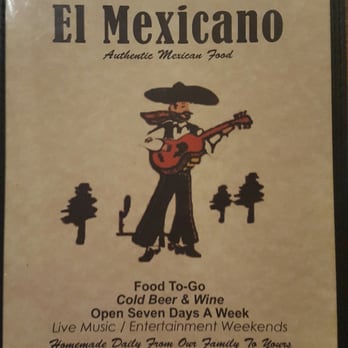 El Mexicano I - The front cover of the menu - Mexican Near Me - Forest Falls, California