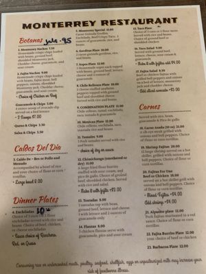 Menu photo 1 Monterrey Restaurant Abilene, TX