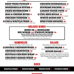 Time Out Lounge - Food Menu