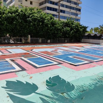 Greetings from Hawaii - A Giant Postcard - This landmark is painted on the ground...in a chained off parking lot on Kealohilani Avenue - Public Art Near Me - Honolulu, Hawaii Greetings from Hawaii - A Giant Postcard - This landmark is painted on the ground...in a chained off parking lot on Kealohilani Avenue - Public Art Near Me - Honolulu, Hawaii