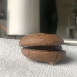 Buckley's Market & Cafe - Hollis - Macaron" even though no feet and too much ganache also lopsided too much sugar