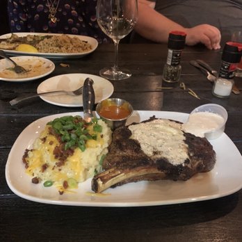 Anthonie's Market Grill - 20oz bone in Rib Eye with loaded mashed - Seafood Near Me - Simonton, Texas Anthonie's Market Grill - 20oz bone in Rib Eye with loaded mashed - Seafood Near Me - Simonton, Texas
