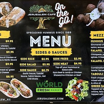 Jerusalem Cafe On The Go - Menu Board - Middle Eastern Near Me - Overland Park, Kansas