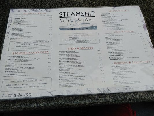 Menu photo 2 Steamship Grill & Taphouse Victoria, BC Menu photo 2 Steamship Grill & Taphouse Victoria, BC