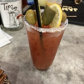 The Well Bar - a bloody drink with lemons and pickles - Bars Near Me - Tulsa, Oklahoma