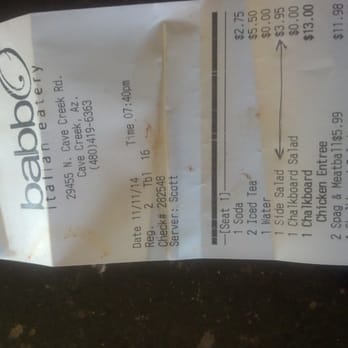 Babbo Italian Eatery - 3 of us ate for less than $40 - Pizza Near Me - Phoenix, Arizona