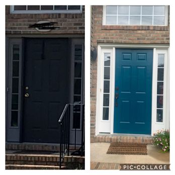 Annapolis Locksmith Squad - Before and after - we did the paint. Avi finished it off with a great lock/handle that really elevated the look of a very basic door. - Keys & Locksmiths Near Me - Annapolis, Maryland