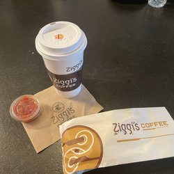 Ziggi's Coffee - Chorizo burrito w/ salsa and triple shot latte