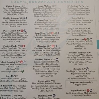 Lucy's - Menu as of 6/2018 - Coffee & Tea Near Me - Grand Rapids, Michigan