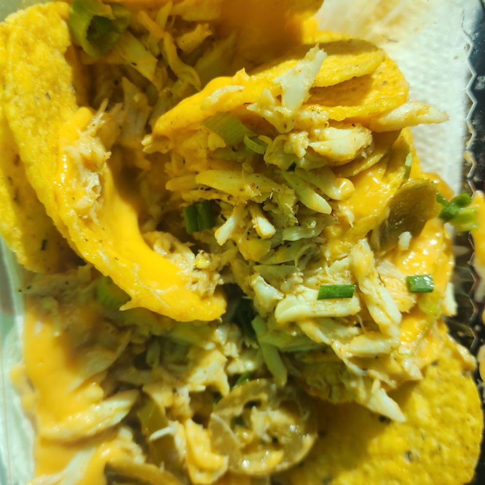 Nola Shrimp Box - Crab meat nachos - Seafood Near Me - Harvey, Louisiana Nola Shrimp Box - Crab meat nachos - Seafood Near Me - Harvey, Louisiana