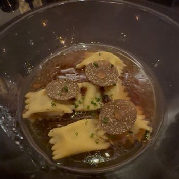 Bar Crenn - Agnolotti filled with ricotta and goat cheese topped with truffle. - Wine Bars Near Me - San Francisco, California Bar Crenn - Agnolotti filled with ricotta and goat cheese topped with truffle. - Wine Bars Near Me - San Francisco, California