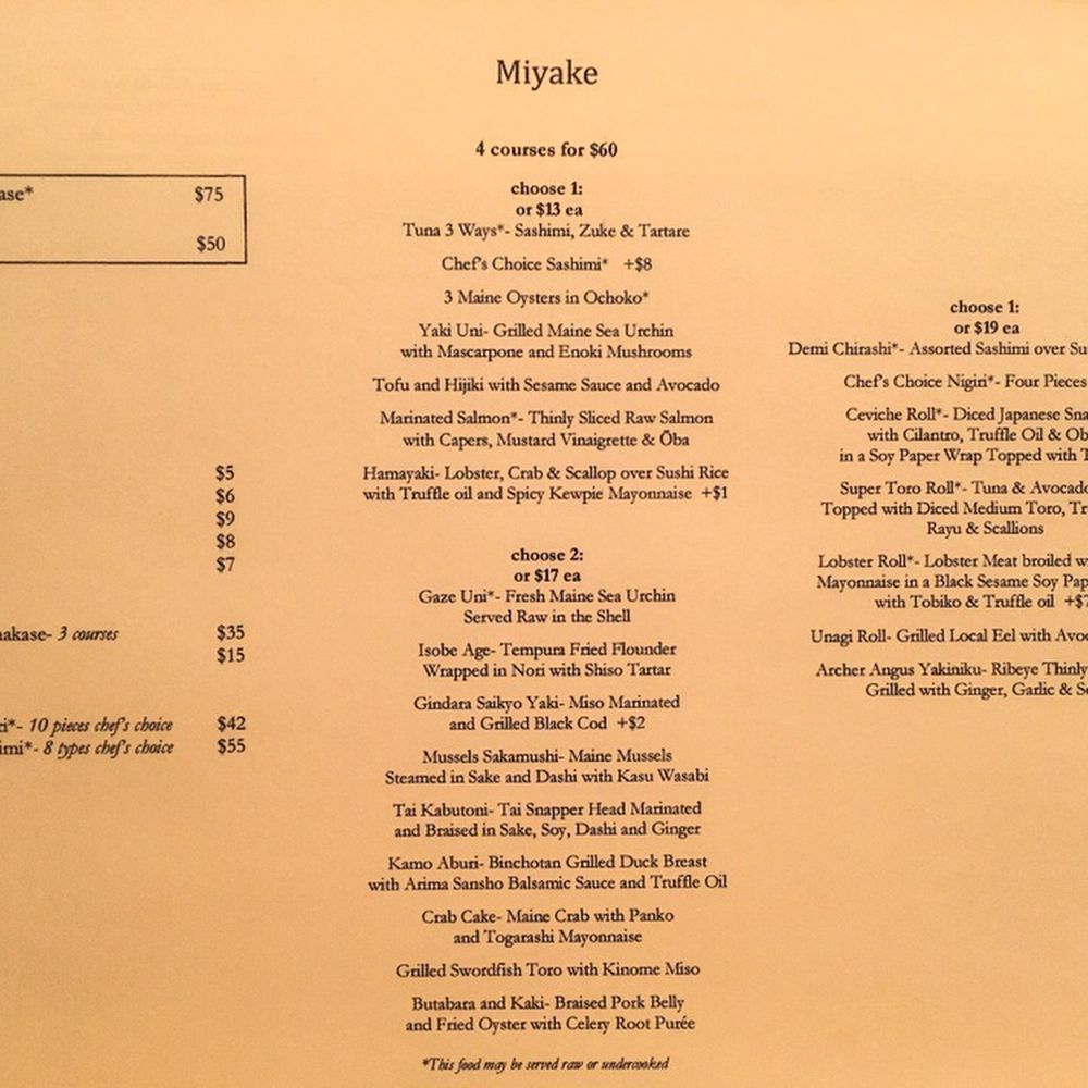 Miyake - Dinner menu 2 of 1 - Japanese Near Me - Portland, Maine Miyake - Dinner menu 2 of 1 - Japanese Near Me - Portland, Maine