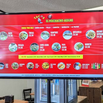 Tacos El Muchacho Alegre - The simple menu board - Mexican Near Me - Albuquerque, New Mexico