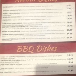 Karahi House - The Actual menue