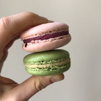Olivia Macaron - Cherry Blossom (top) and Pistachio (bottom) - Macarons Near Me - Washington, DC, District of Columbia