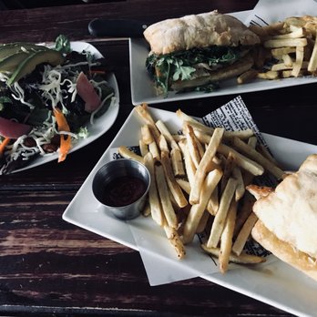 The State - 2 pesto chicken sandwiches and the state salad - New American Near Me - Redlands, California
