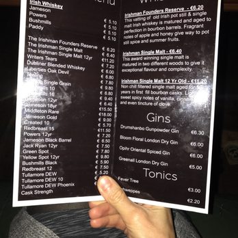 The Hairy Lemon - Whiskey & Gin menu - Irish Pub Near Me - Dublin, D