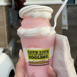 Gelati with Cotton Candy Italian ice and vanilla soft serve. Gelati with Cotton Candy Italian ice and vanilla soft serve.