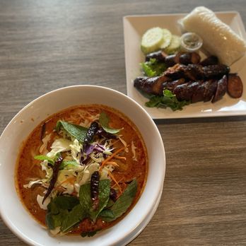 Green Papaya - Kao Poon and Lao Sausage - Thai Near Me - Stockton, California Green Papaya - Kao Poon and Lao Sausage - Thai Near Me - Stockton, California