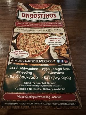Menu photo 1 D'Agostino's Pizza and Pub Wheeling, IL