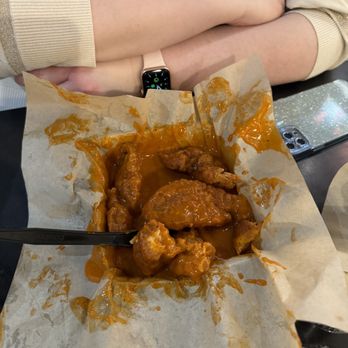 Wing Dome - Asked for plain with sauce on the side.... Guess the staff is having too much fun playing around to read! - Chicken Wings Near Me - Seattle, Washington