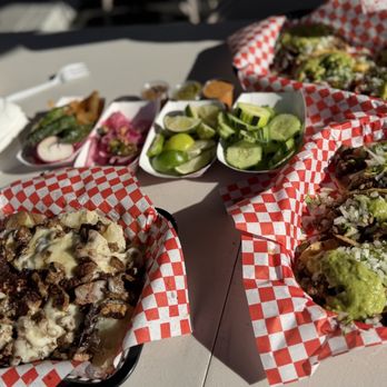 Angel’s Tijuana Tacos - Loaded potato with carne asada and carne asada tacos - Tacos Near Me - Anaheim, California