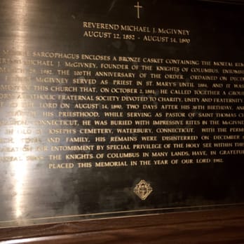 St. Mary Church - Plaque regarding Father Michael McGivney - Churches Near Me - New Haven, Connecticut St. Mary Church - Plaque regarding Father Michael McGivney - Churches Near Me - New Haven, Connecticut