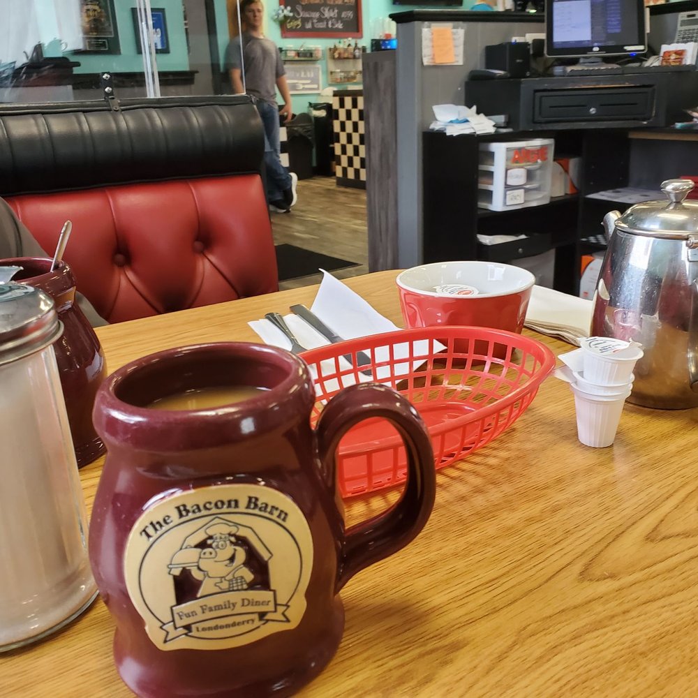The Bacon Barn - Coffee with refill pitcher, looks like tea pitcher - American Near Me - Londonderry, New Hampshire The Bacon Barn - Coffee with refill pitcher, looks like tea pitcher - American Near Me - Londonderry, New Hampshire