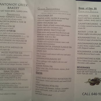 Antonios Greek Bakery & Cafe - The menu of unbelievably tasty food! - Greek Near Me - Anchorage, Alaska Antonios Greek Bakery & Cafe - The menu of unbelievably tasty food! - Greek Near Me - Anchorage, Alaska