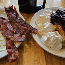 Baked French Toast with bacon and eggs