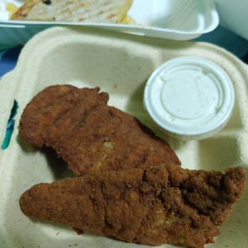 Grilled Cheese Heaven - Overcooked tendies, dry, not flavored well.  Ranch was good thankfully, so we could drown them. - American Near Me - Los Angeles, California