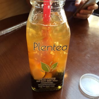 Plentea - Peach oolong fruit tea with egg pudding - Tea Rooms Near Me - San Francisco, California