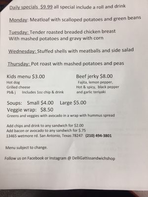 Menu photo 4 DelliGatti's Sandwich Shop San Antonio, TX