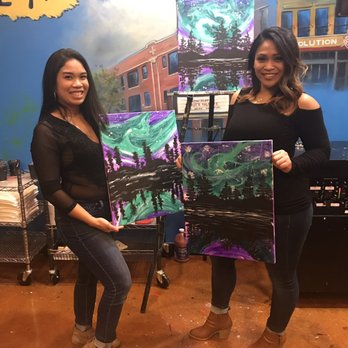 Pinot's Palette - Pic of our paintings with the biiirthday beauty so talented! - Paint & Sip Near Me - Chicago, Illinois
