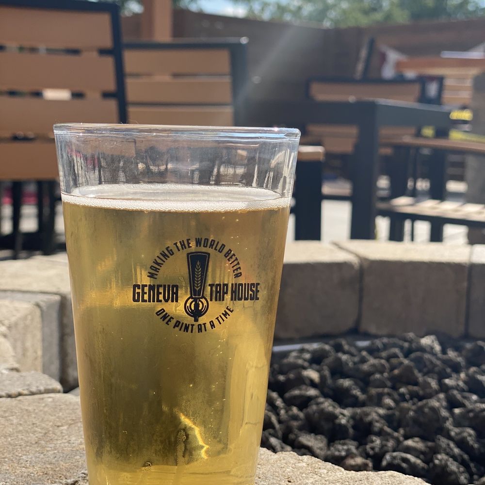 Geneva Taphouse - Beer by the fireplace in the beer garden. What a peaceful oasis - Beer Bar Near Me - Lake Geneva, Wisconsin