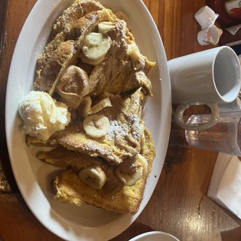 Janet's Montana Cafe - Banana and peanut butter French toast ! Delicious. The right combination of egg, bread, banana and peanut butter. - American Near Me - Alpine, California