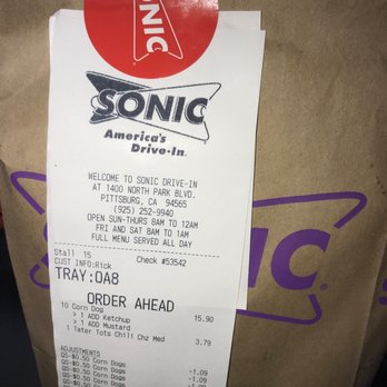 Sonic Drive-In - Let's see if it's all in there and correct....... - Burgers Near Me - Pittsburg, California