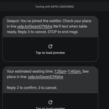 Seapot - Original reservation with estimated ready time. - Asian Fusion Near Me - Sacramento, California