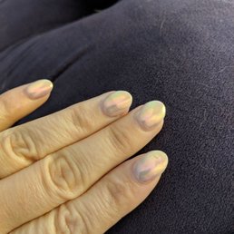 SNS nails pink with holographic overlay. 2 weeks later and still gorgeous