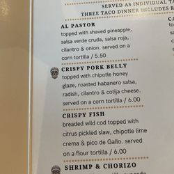 Don Jose's - Description and price of tacos ordered