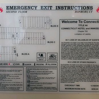 La Quinta by Wyndham Danbury - Here is the notice posted on the back of the door. It clearly shows the max for the room is $250. Charging more is ILLEGAL - Hotels Near Me - Danbury, Connecticut