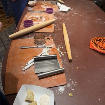 The Wooden Spoon - The dough making station - you can also see the empanada I am about to eat with the dipping sauce. Delicious! - Cooking Schools Near Me - Chicago, Illinois The Wooden Spoon - The dough making station - you can also see the empanada I am about to eat with the dipping sauce. Delicious! - Cooking Schools Near Me - Chicago, Illinois