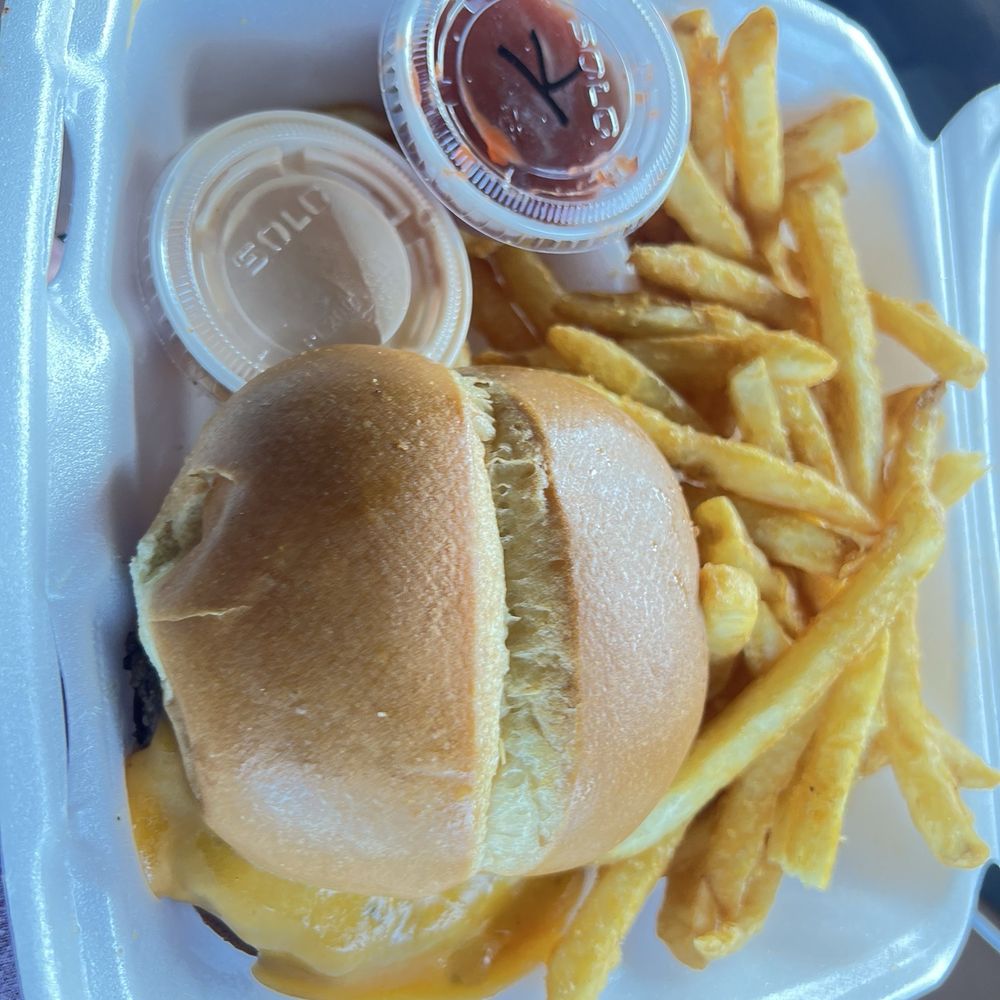 The Camo Grill - Regular Cheeseburger with fries - Food Trucks Near Me The Camo Grill - Regular Cheeseburger with fries - Food Trucks Near Me