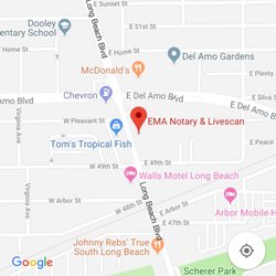 EMA Notary Livescan - Cross streets are Long Beach Blvd and Del Amo. PARKING IN FRONT or BACK. Find us on Google or Apple Maps!