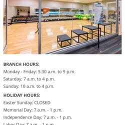 Parker Hannifin Downtown YMCA - Hours of operation