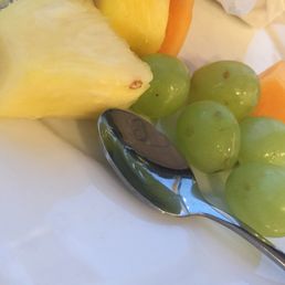Delicious fresh fruit side, but served with a spoon. Delicious fresh fruit side, but served with a spoon.