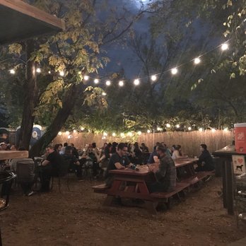 Shangri-La - Patio out back, love the lights - Lounges Near Me - Austin, Texas